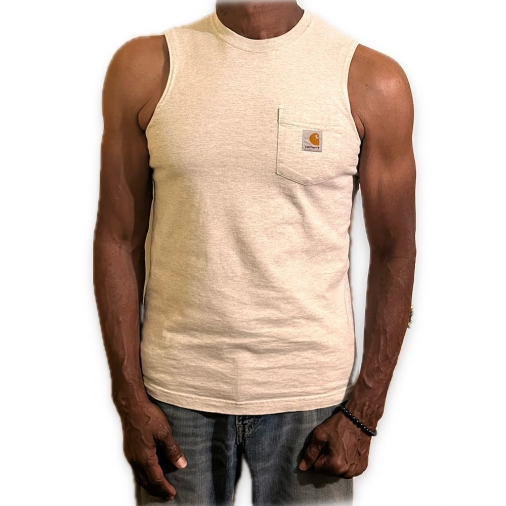 Carhartt Light Gray Sleeveless Tee with Pocket Size Small